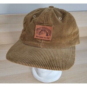 Vtg Polo Ralph Lauren Sportsman Corduroy Hat Jumping Fish Leather Strap Back Cap